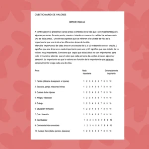 Cuestionario de valores